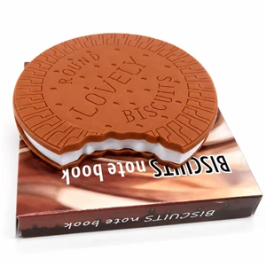Small Chocolate Biscuit-Shaped Scented Notebook with PU Leather Cover, 80 Blank Pages, 9 × 9 cm